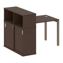 Metal System Quattro Стол офисный с шкафом-купе на П-образном м/к 50БП.РС-СШК-3.1 Т Вяз/Мокко металл 1410×1120×1098