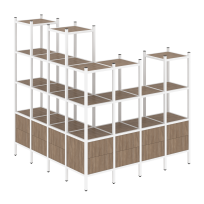 Loft Угловой внешний стеллаж наборный VR.L-55 Тиквуд тёмный/Белый металл 1694×1694×1869 Loft Угловой внешний стеллаж наборный VR.L-55 Тиквуд тёмный/Белый металл 1694×1694×1869