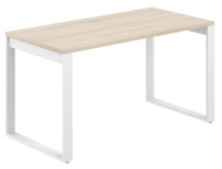 Стол офисный с лючком Allegro / 1400×700×750  / Профиль О-образный: 70×20 / Металлокаркас: Белый / Столешница: Акация равелло / AG.105.AR.L.72.WH
