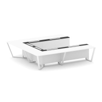 Стол для переговоров П-образный Steel Meet KM-PR.B.SP-11P / Тиквуд Светлый – Графит Глянец – Металл Белый / 3200×3200×750
