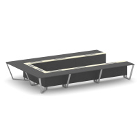 Стол для переговоров П-образный Steel Meet KM-PR.B.SP-15P / Тиквуд Светлый – Графит Глянец – Металл Серый / 4800×3200×750