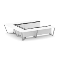 Стол для переговоров П-образный Steel Meet KM-PR.B.SP-11P / Тиквуд Светлый – Графит Глянец – Металл Серый / 3200×3200×750
