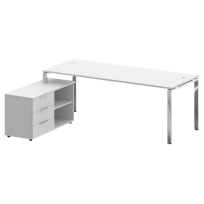 Metal System Direct Стол руководителя с тумбой левый БГ.СРТ-6.8 (L) Акация/Нерж. сталь 2100*1620*750