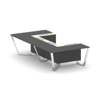Стол для переговоров П-образный Steel Meet MM-PR.B.SP-07P / Тиквуд Светлый – Графит Глянец – Нержавеющая Сталь – Хром / 1600×3200×750 Стол для переговоров П-образный Steel Meet MM-PR.B.SP-07P / Тиквуд Светлый – Графит Глянец – Нержавеющая Сталь – Хром / 1600×3200×750