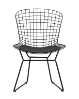 Стул обеденный Bertoia черный с черной подушкой Стул обеденный Bertoia черный с черной подушкой