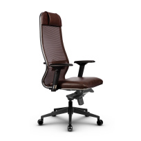 Кресло для руководителя Метта L 1m 36/4D_17840_Сетка X2 - Коричневый_Кожа перфорированная NewLeather - Темно-коричневый Кресло для руководителя Метта L 1m 36/4D_17840_Сетка X2 - Коричневый_Кожа перфорированная NewLeather - Темно-коричневый