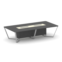Стол для переговоров прямоугольный Steel Meet KM-PR.B.SP-12 / Тиквуд Светлый – Графит Глянец – Металл Серый / 3200×1600×750 Стол для переговоров прямоугольный Steel Meet KM-PR.B.SP-12 / Тиквуд Светлый – Графит Глянец – Металл Серый / 3200×1600×750