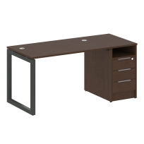 Metal System Quattro Р. ст. с тумбой на О-образном м/к 50БО.РС-СТП-1.2 Акация/Антрацит металл 1612*720*750