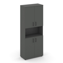 Шкаф для документов высокий широкий с глухими дверьми Style Project SN.STS-107 / Акация Лорка – Белый – Черные ручки / 796×400×1982
