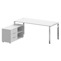 Metal System Direct Стол руководителя с тумбой левый БГ.СРТ-5.8 (L) Акация/Нерж. сталь 1900*1620*750