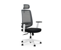 Кресло для руководителя NORDEN Лондон офис white plastic / белый пластик / серая сетка / черная ткань Кресло для руководителя NORDEN Лондон офис white plastic / белый пластик / серая сетка / черная ткань