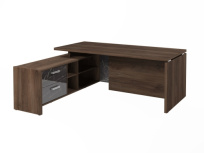 Стол для руководителя с опорной тумбой левый Festus FI-119L.GG / Фурнитура INOX / Древесина графит / Мрамор леванто белый Стол для руководителя с опорной тумбой левый Festus FI-119L.GG / Фурнитура INOX / Древесина графит / Мрамор леванто белый