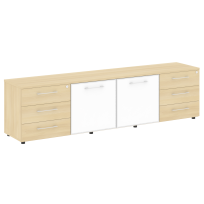 Тумба модульная LT.TS-4.2 white Yalta / Дуб Мали – Стекло White 2188×450×580