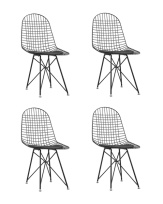 Стул обеденный Eiffel черный с черной подушкой 4 шт Стул обеденный Eiffel черный с черной подушкой 4 шт