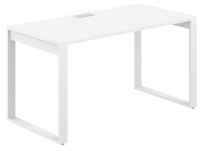 Стол офисный с лючком Allegro / 1600×700×750 / Профиль О-образный: 70×20 / Металлокаркас: Белый / Столешница: Акация равелло / AG.106.AR.L.72.WH Стол офисный с лючком Allegro / 1600×700×750 / Профиль О-образный: 70×20 / Металлокаркас: Белый / Столешница: Акация равелло / AG.106.AR.L.72.WH